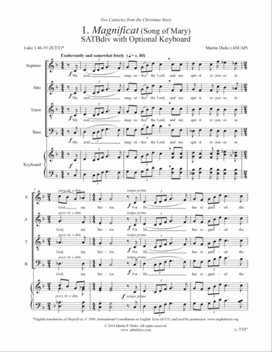 Magnificat (SATBdiv with Optional Keyboard) Divisi scores gallery preview page 2
