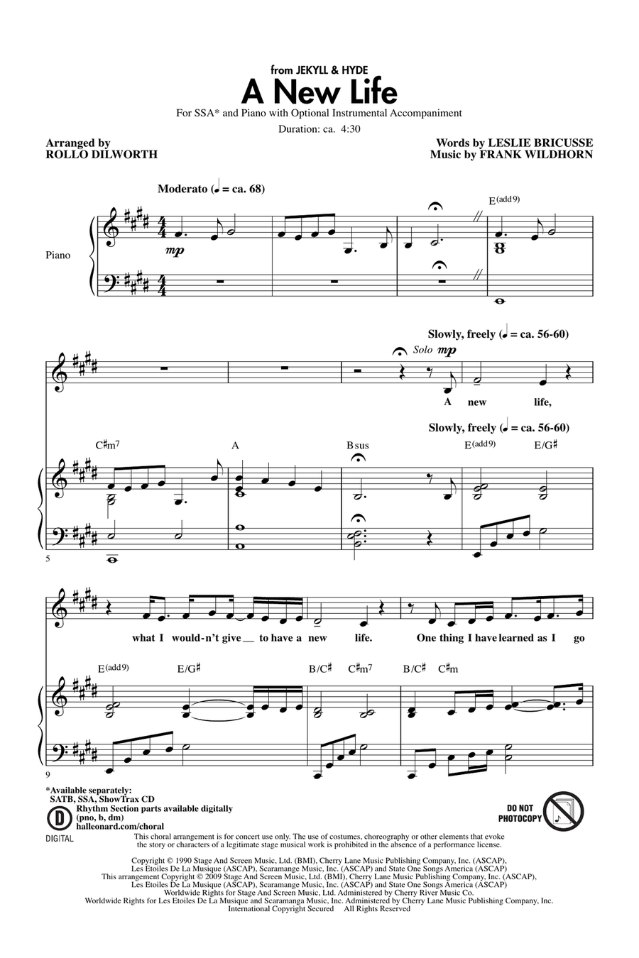 A New Life (from Jekyll & Hyde) SSA scores gallery preview page 1