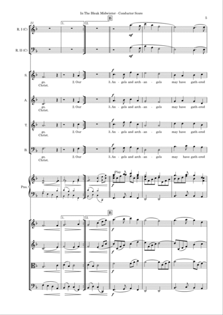 In The Bleak Midwinter – SATB, String 4tet and flexible woodwind – Score and parts SATB scores gallery preview page 5