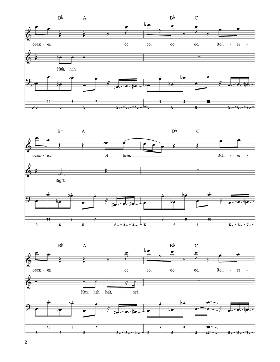 Love Rollercoaster Bass Guitar Tablature scores gallery preview page 2