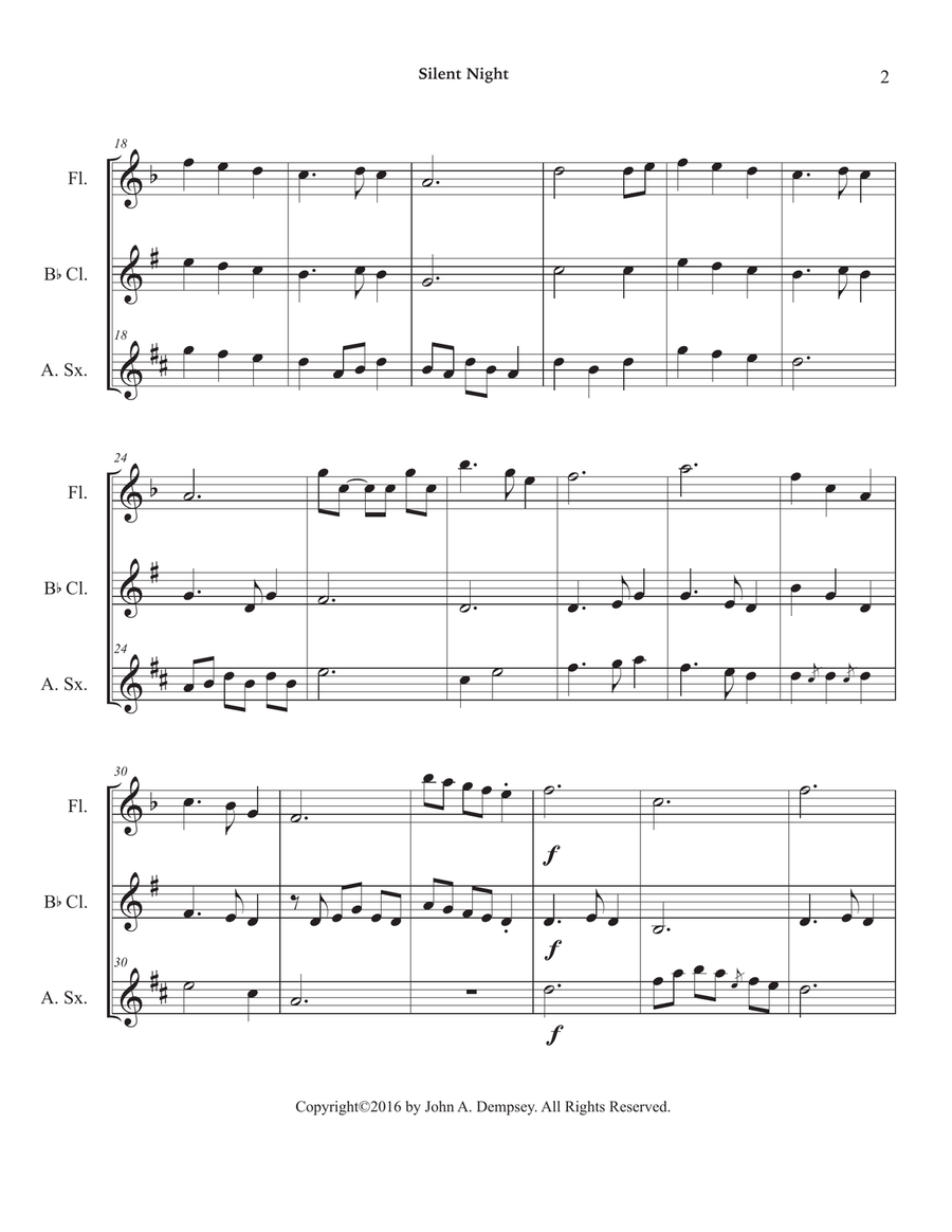 Silent Night (Woodwind Trio): Flute, Clarinet and Alto Sax Woodwind Trio scores gallery preview page 6