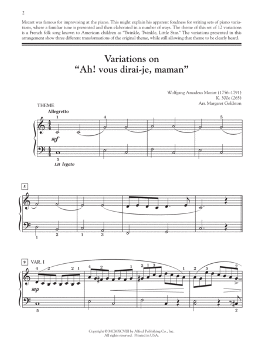Ah! Vous Dirai-je Maman (Twinkle, Twinkle, Little Star), Variation on Small Ensemble scores gallery preview page 2