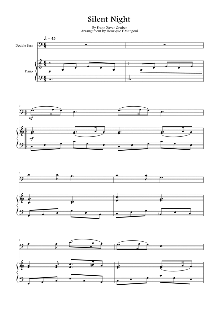 Silent Night (Stille Nacht) Double Bass scores gallery preview page 1