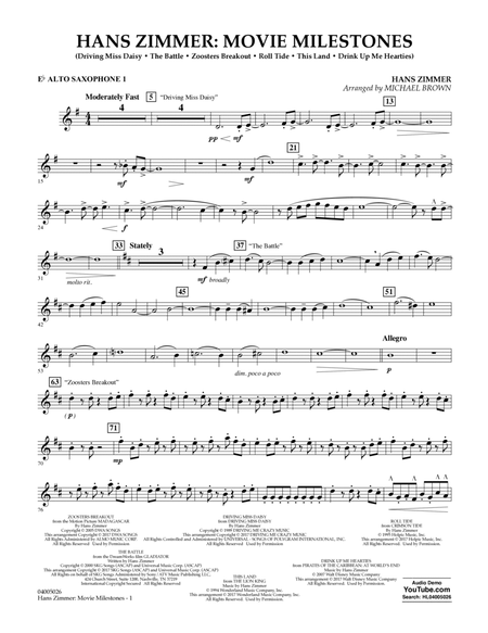 Hans Zimmer: Movie Milestones - Eb Alto Saxophone 1