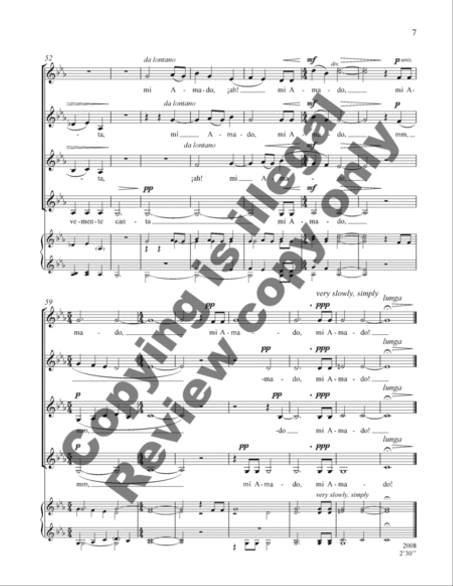 Mi Amado (My Beloved) from Two Love Songs of St. John of the Cross SSAA scores gallery preview page 10