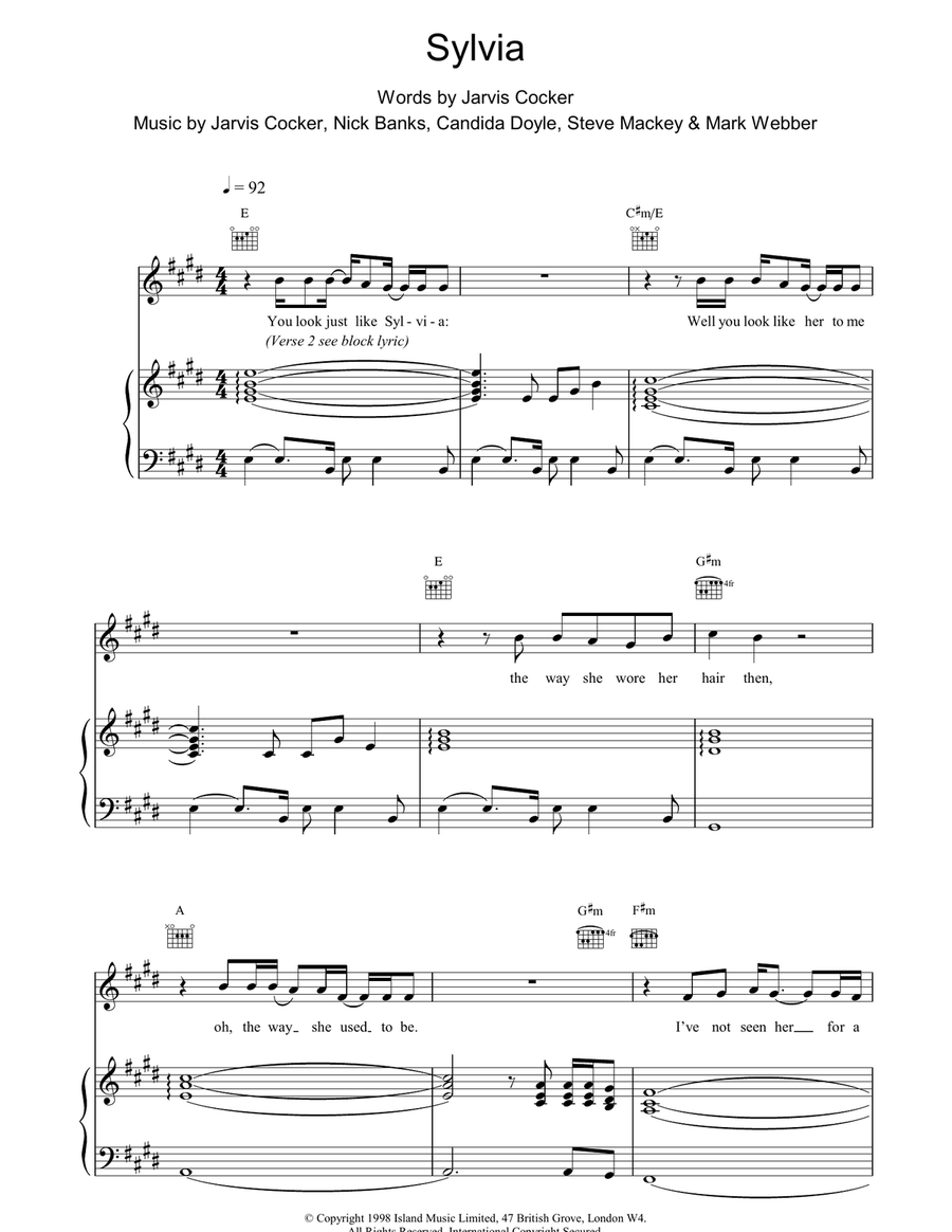 Sylvia Piano, Vocal, Guitar scores gallery preview page 1