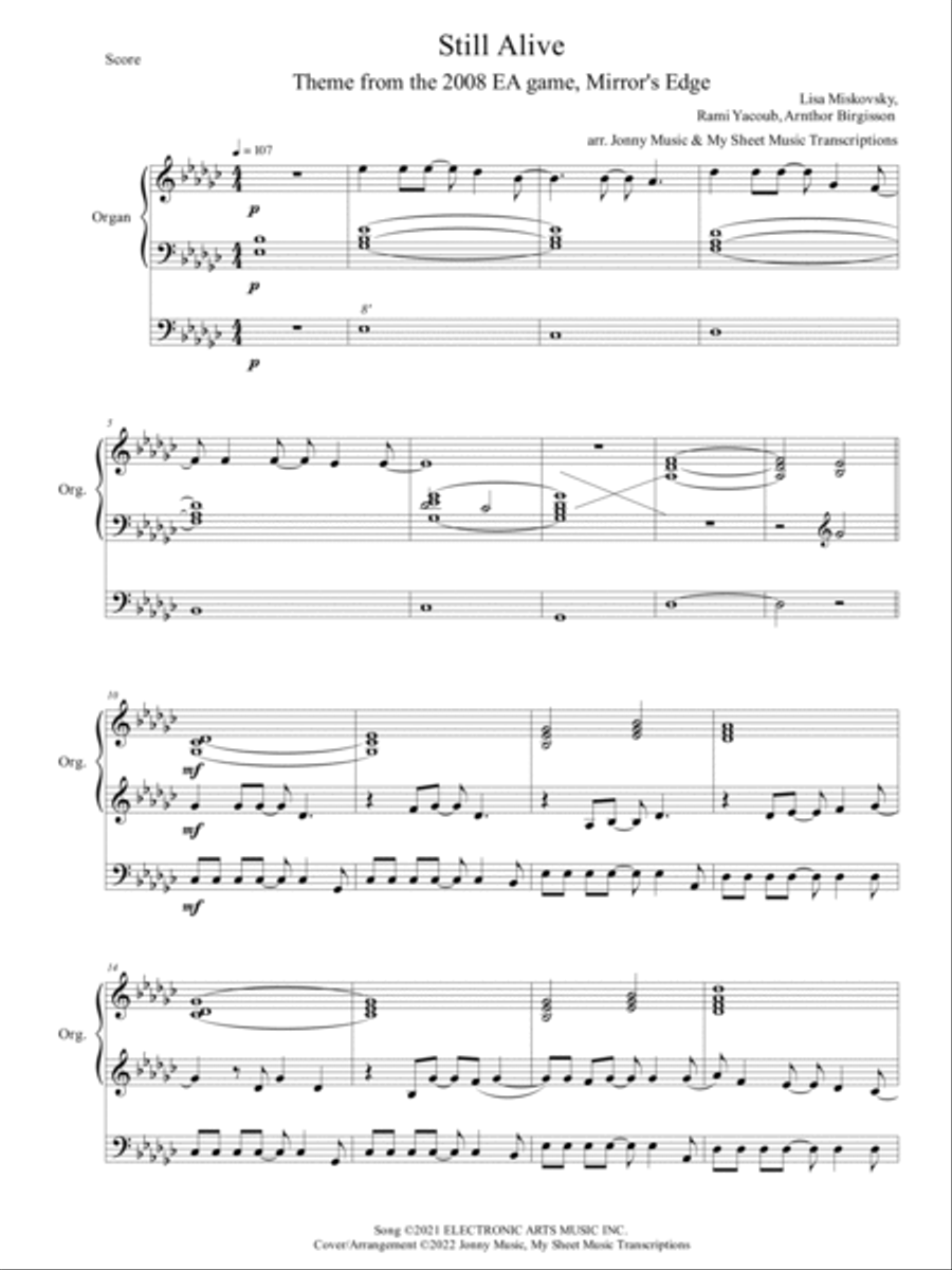 Still Alive Organ Solo scores gallery preview page 2