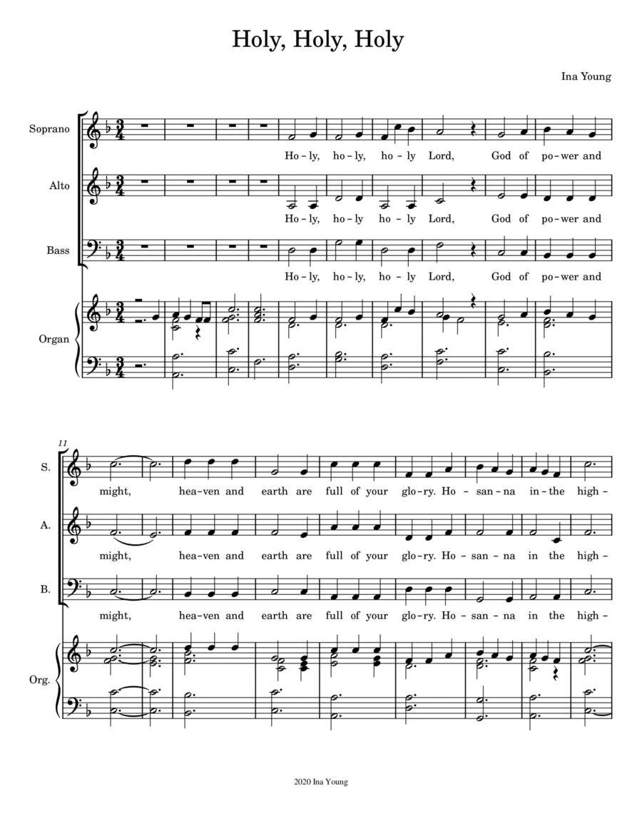 Holy, Holy, Holy Holy, Holy, Holy 3-Part scores gallery preview page 1