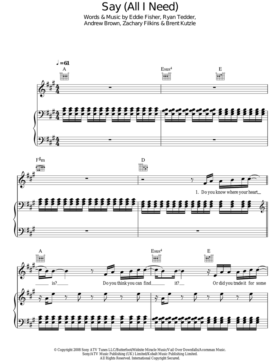 Say (All I Need) Acoustic Guitar scores gallery preview page 1