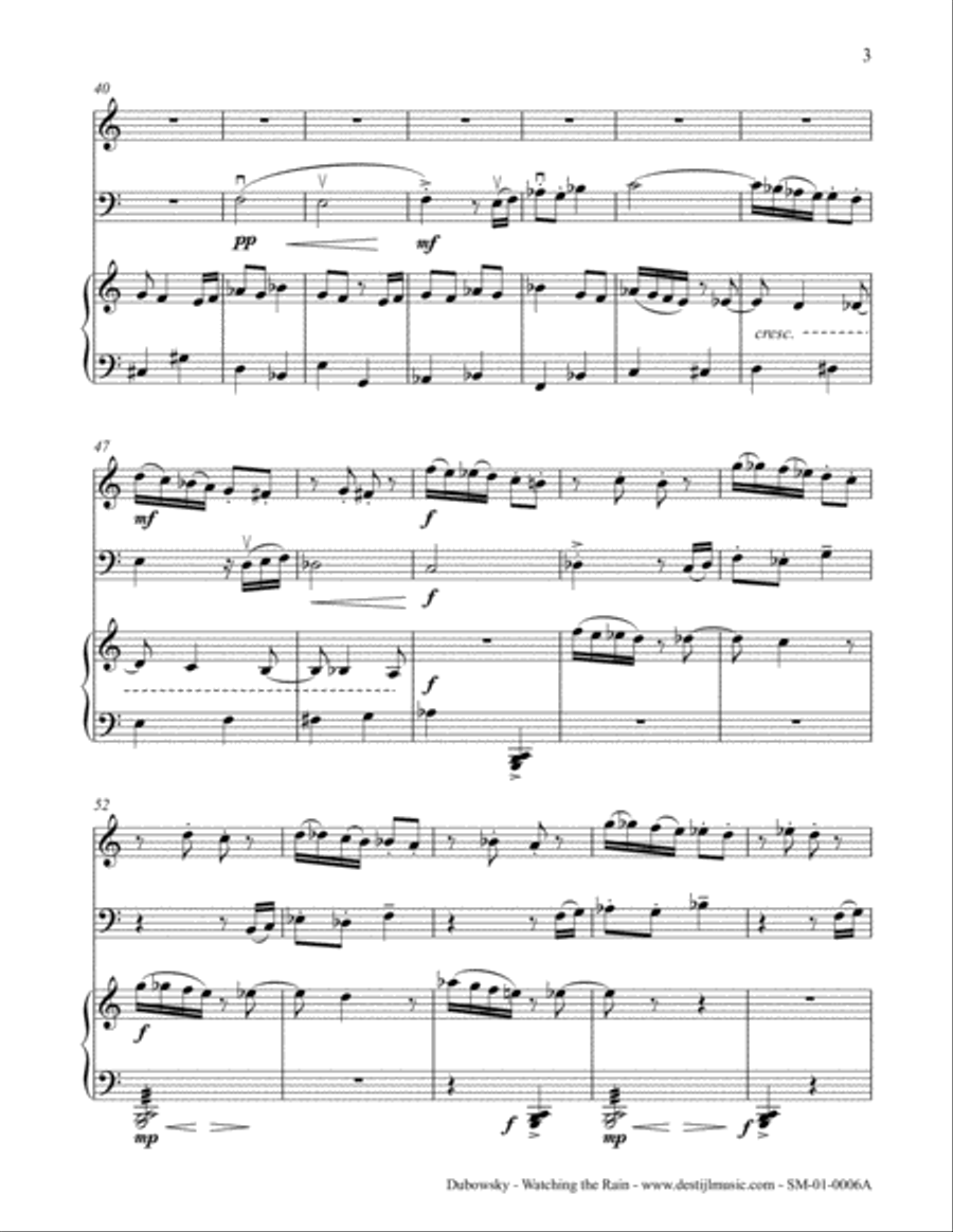 Watching The Rain (Pno, Vc, Clar in Bb) B-Flat Clarinet scores gallery preview page 5