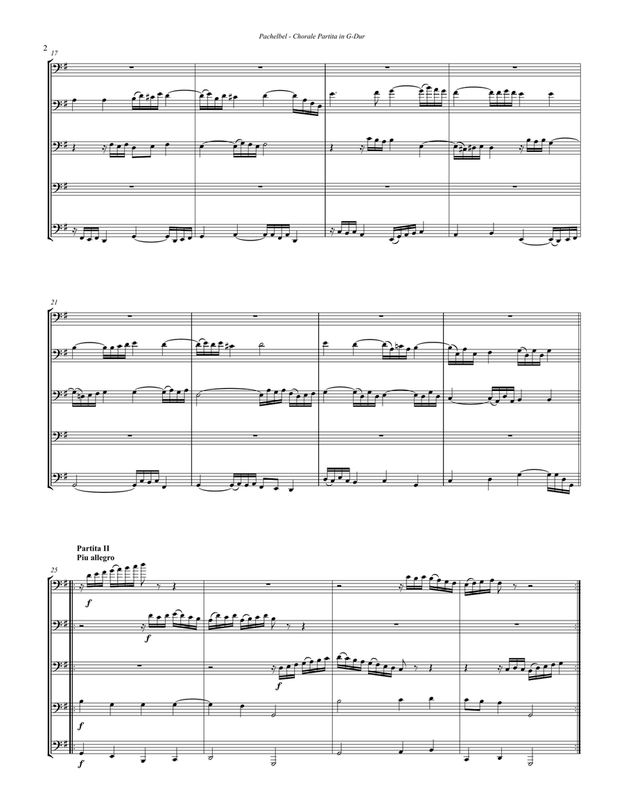 Chorale Partita with Seven Variations for 5-part Tuba Ensemble 4-Part scores gallery preview page 2