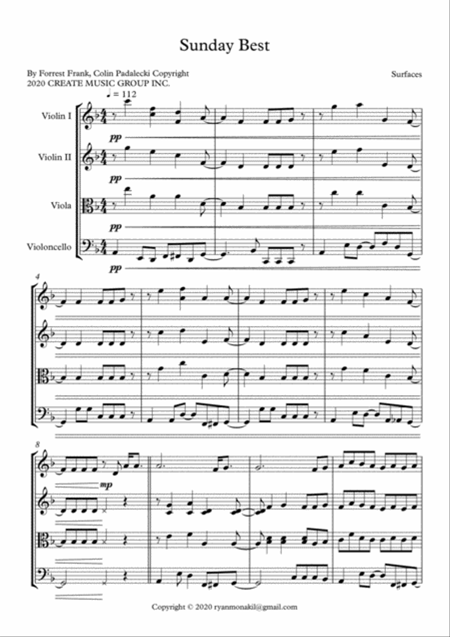 Sunday Best Sunday Best String Quartet scores gallery preview page 1
