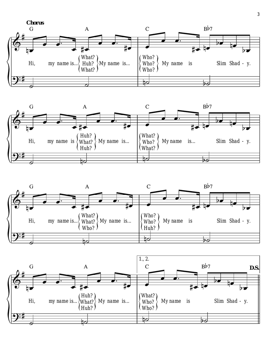 My Name Is Easy Piano scores gallery preview page 3