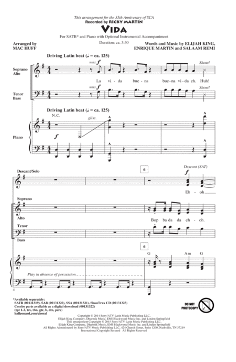 Vida 4-Part scores gallery preview page 1
