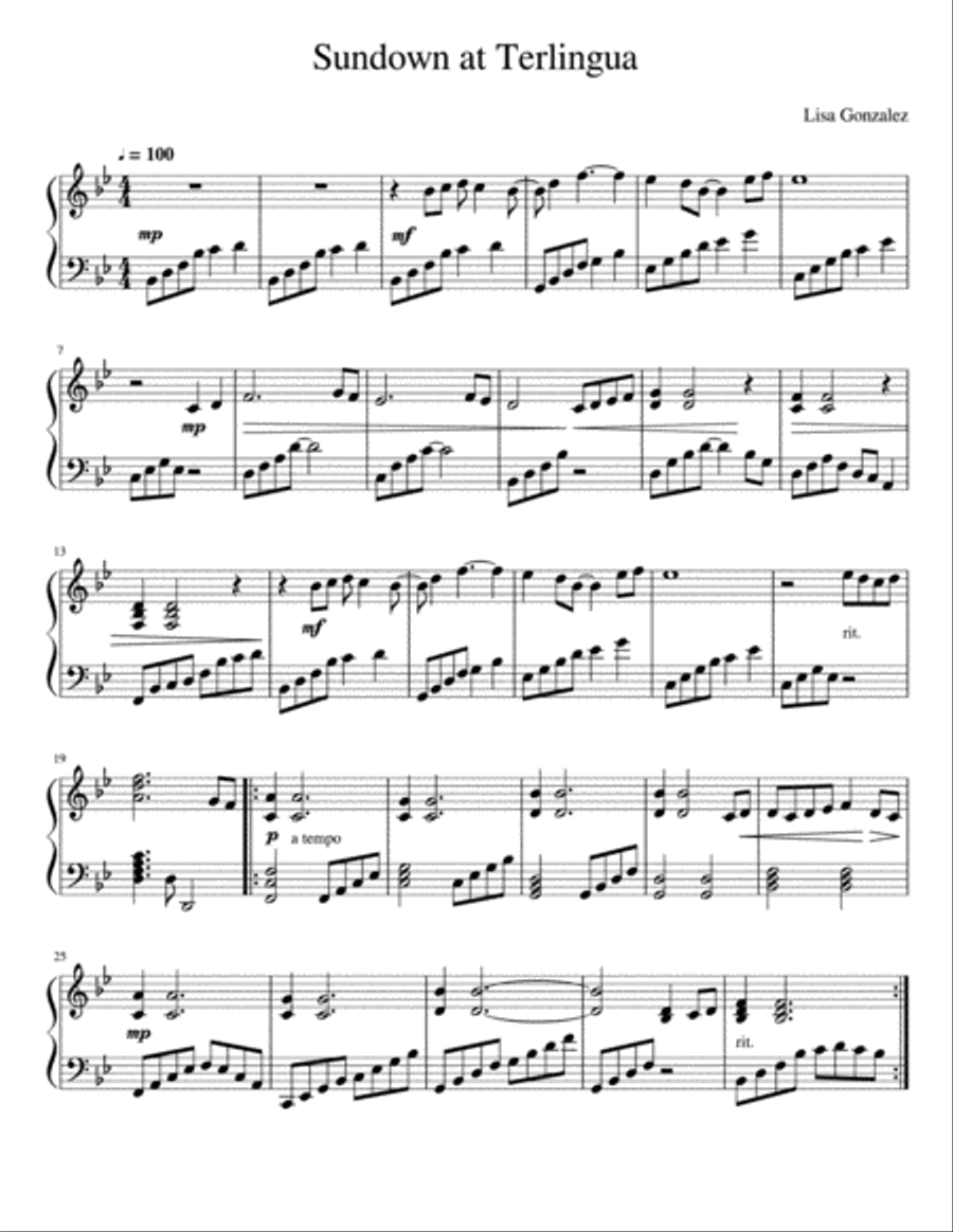 Sundown at Terlingua Sundown at Terlingua Piano Solo scores gallery preview page 1