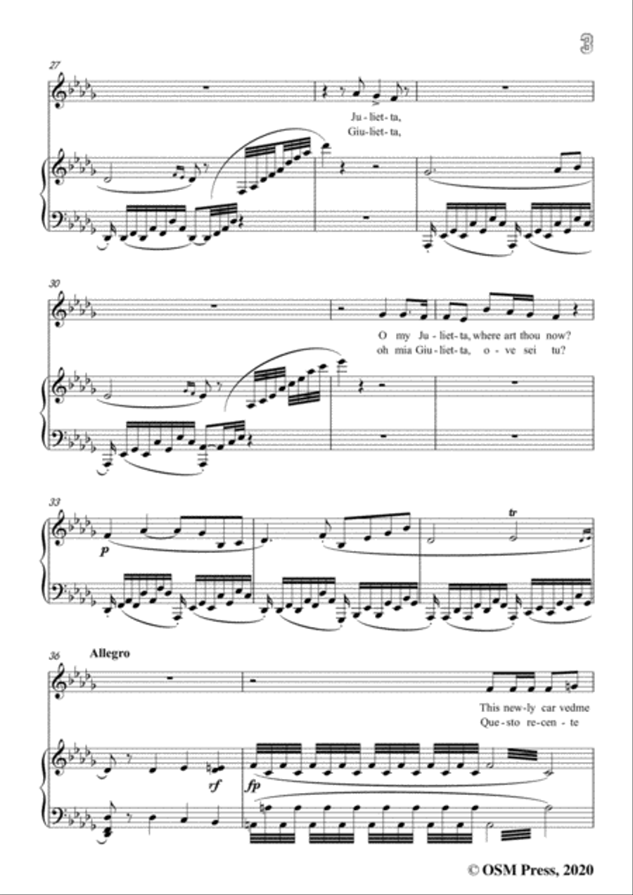 Vaccai-Ah! Se tu dormi,svegliati,in D flat Major,for Voice and Piano Voice Solo scores gallery preview page 5