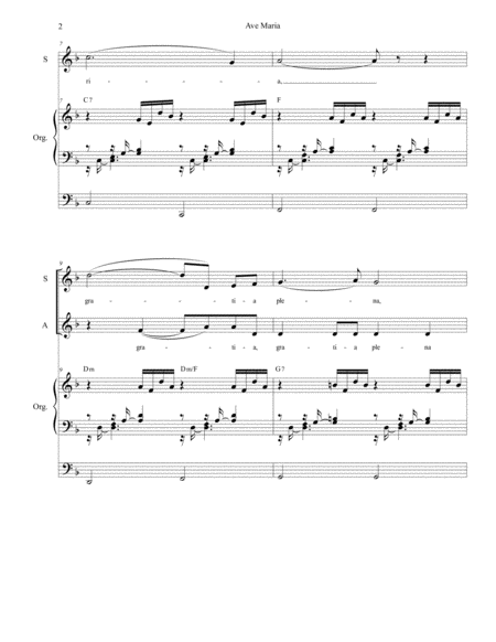 Ave Maria (for 2-part choir (SA) - High Key - Organ Accompaniment) image number null