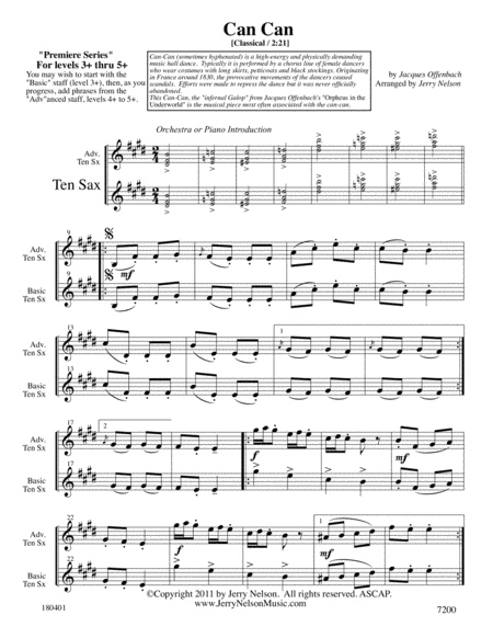 Can Can (Arrangements Level 3+ thru 5+ for TENOR SAX + Written Acc) image number null
