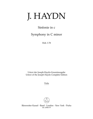 Book cover for Symphony in C minor Hob I:78