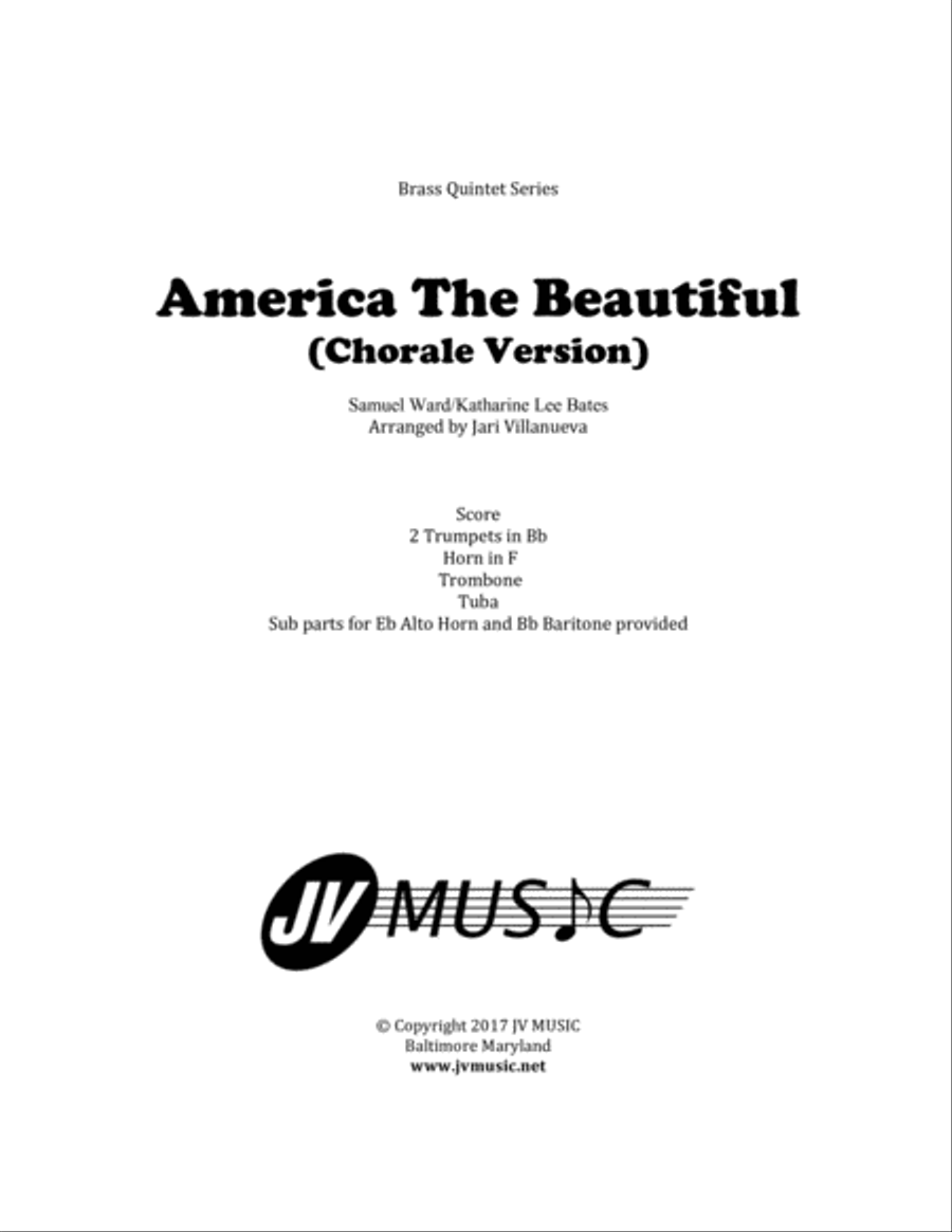 America The Beautiful (Chorale Version) for Brass Quintet Brass Quintet scores gallery preview page 1