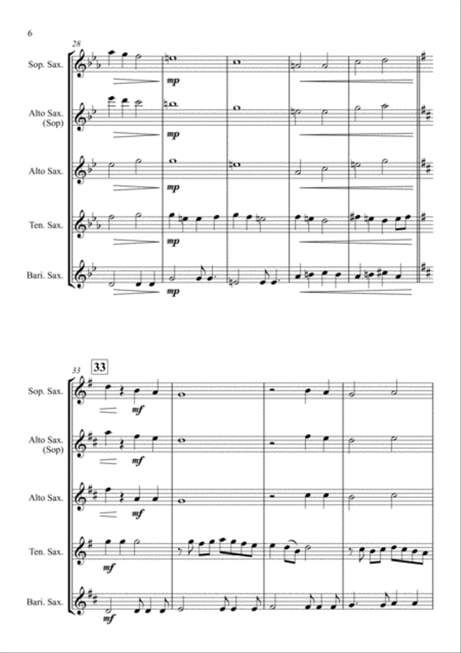 Uptown Girl Saxophone Quartet scores gallery preview page 6
