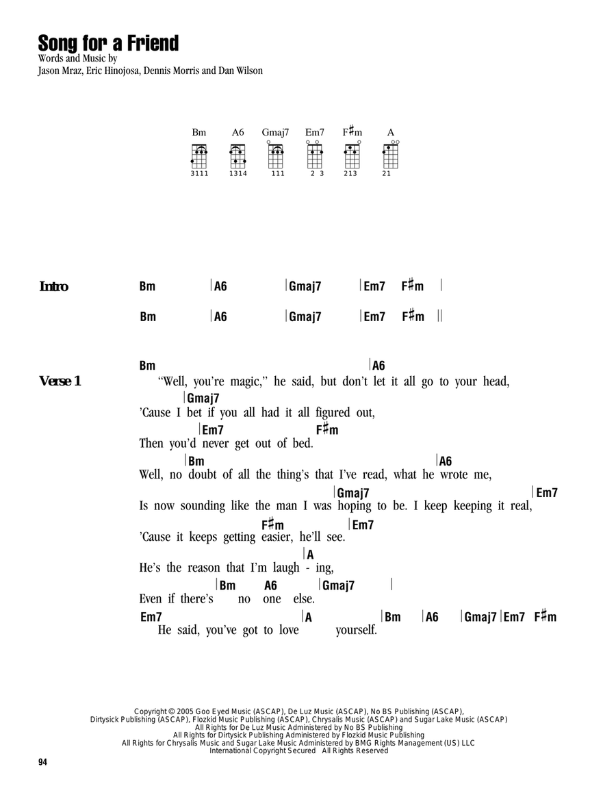 Song For A Friend Song For A Friend Ukulele scores gallery preview page 1