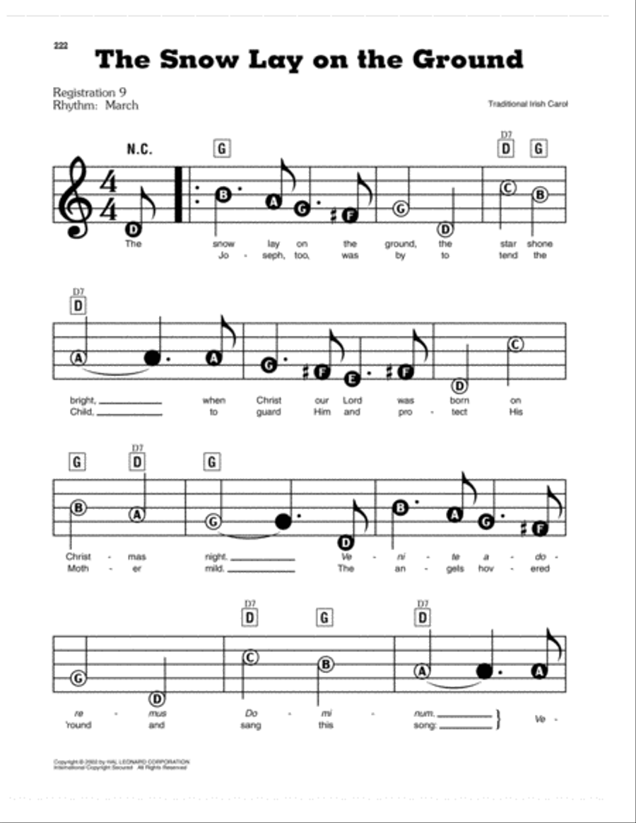 The Snow Lay On The Ground Electronic Keyboard scores gallery preview page 1