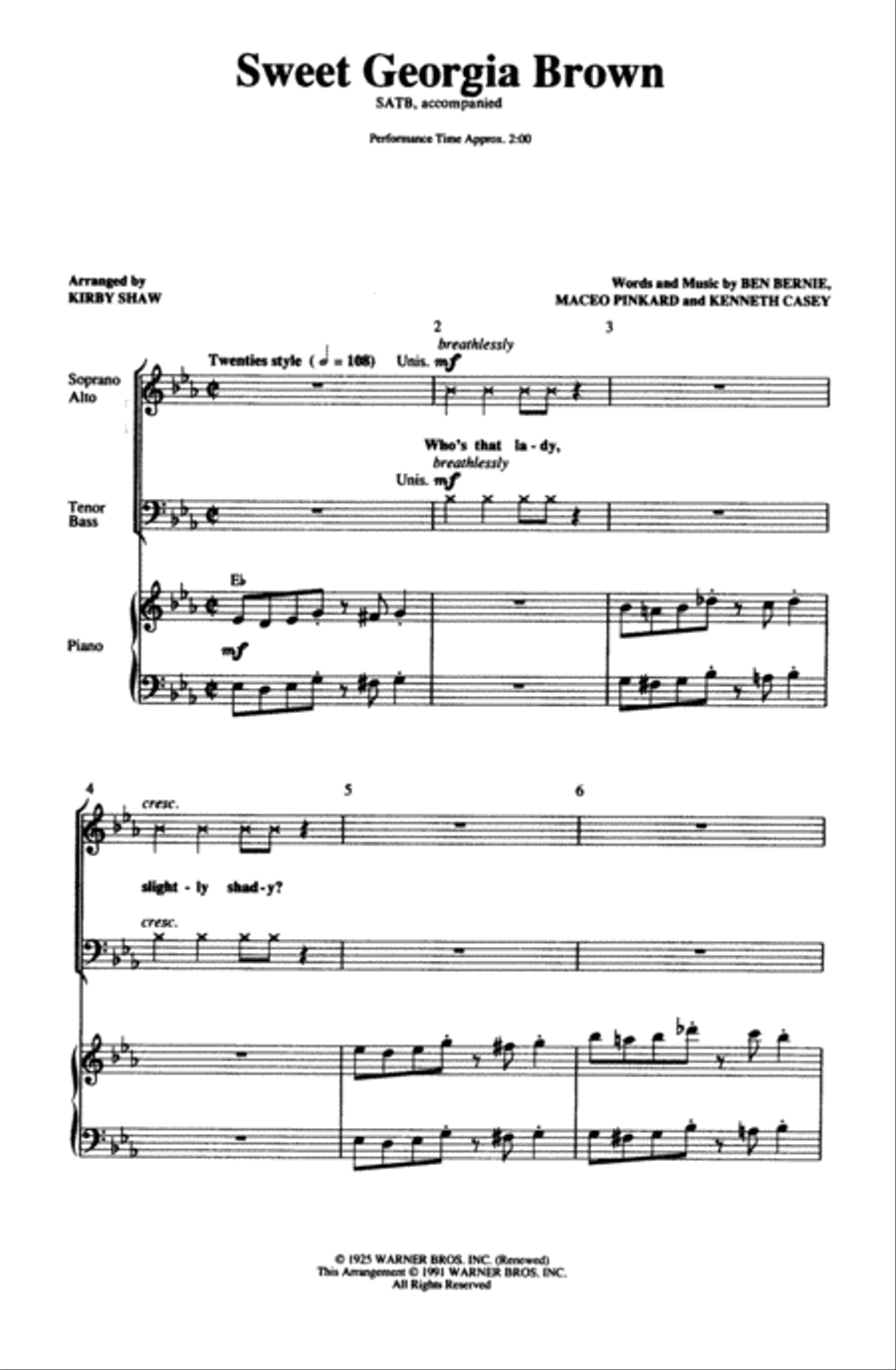 Sweet Georgia Brown Choir scores gallery preview page 1