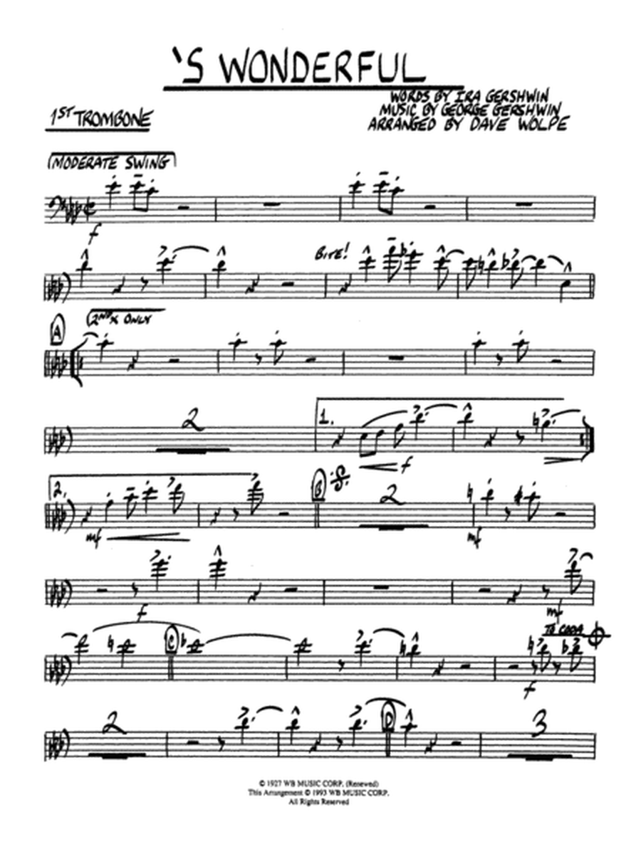 'S Wonderful: 1st Trombone