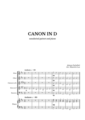 Canon in D for Woodwind Quintet and Piano