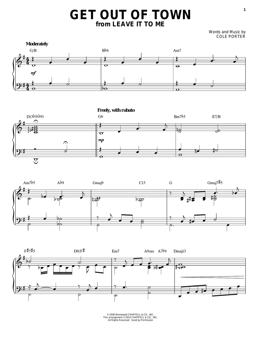 Get Out Of Town [Jazz version] (arr. Brent Edstrom) Piano Solo scores gallery preview page 1