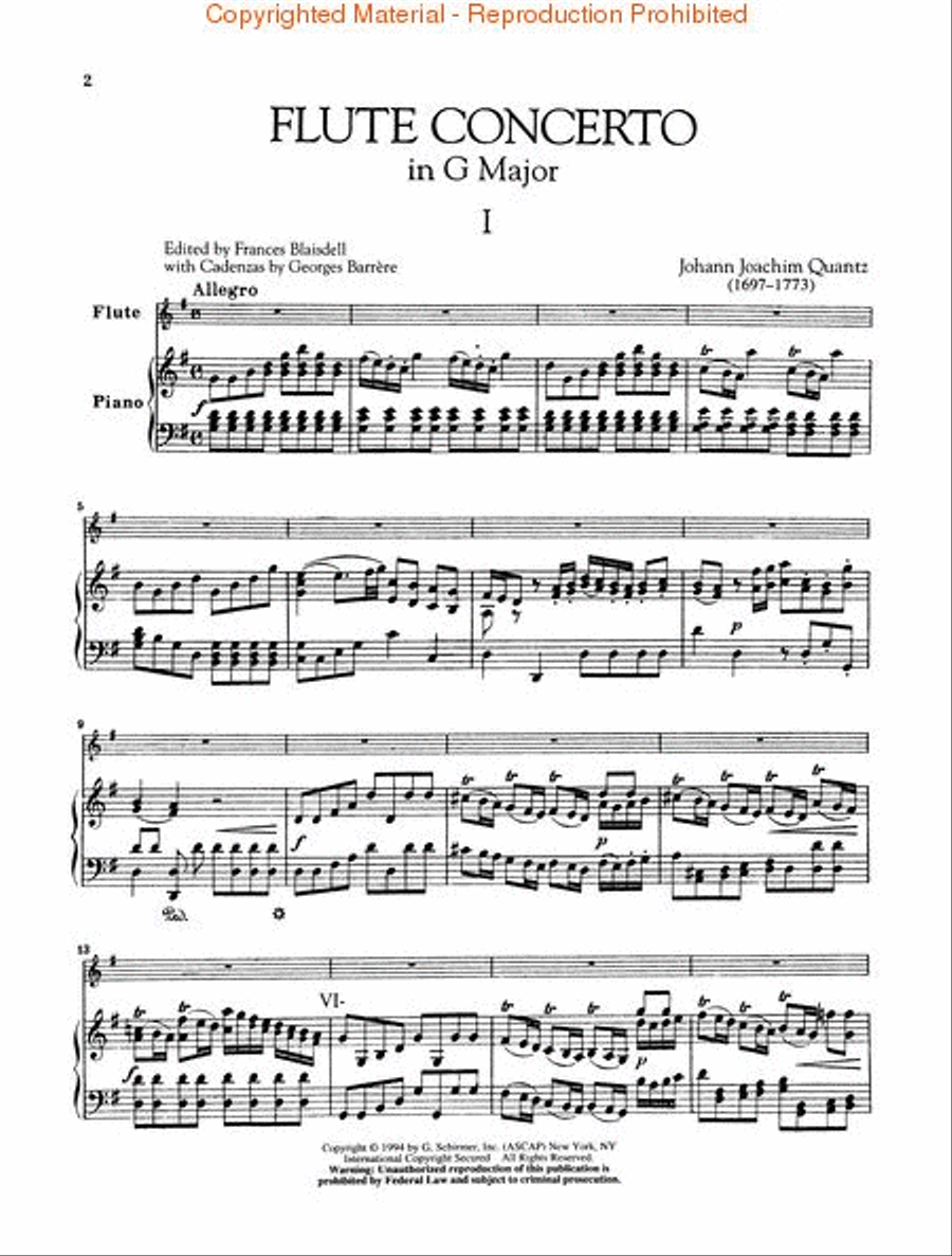 Flute Concerto in G Major Flute Solo scores gallery preview page 2