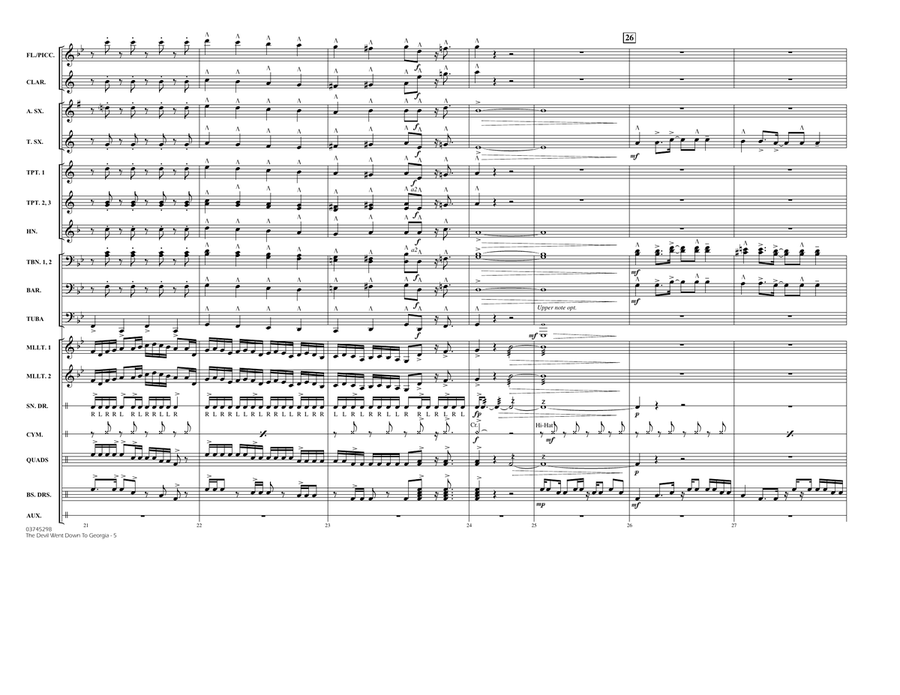 The Devil Went Down to Georgia - Full Score Marching Band scores gallery preview page 5