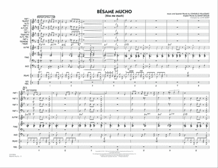 Besame Mucho (Kiss Me Much) - Conductor Score (Full Score) Jazz Ensemble scores gallery preview page 2