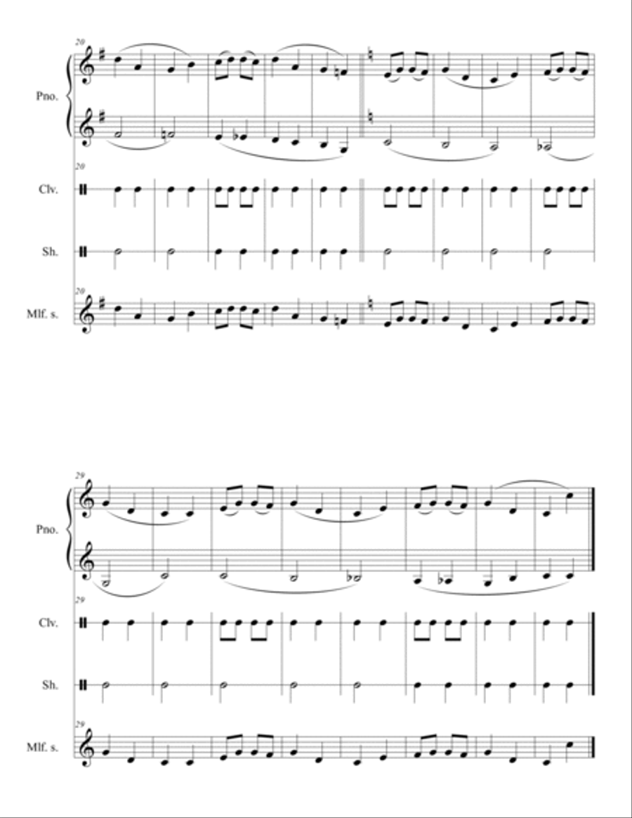 Stork Лелека Orff ensemble (Piano, metallophone, shaker, claves) Easy Piano scores gallery preview page 2
