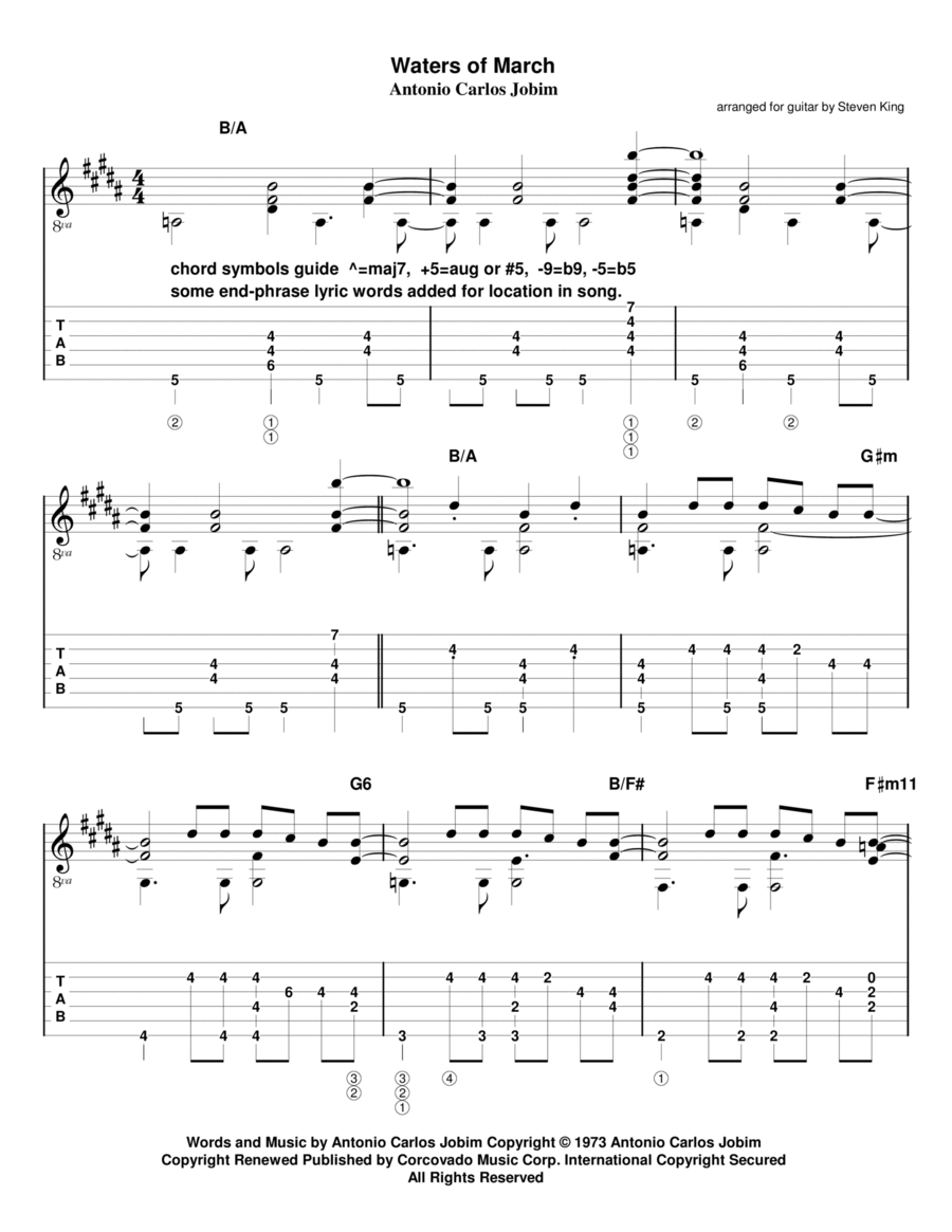 Águas De Março (waters Of March) Electric Guitar scores gallery preview page 1