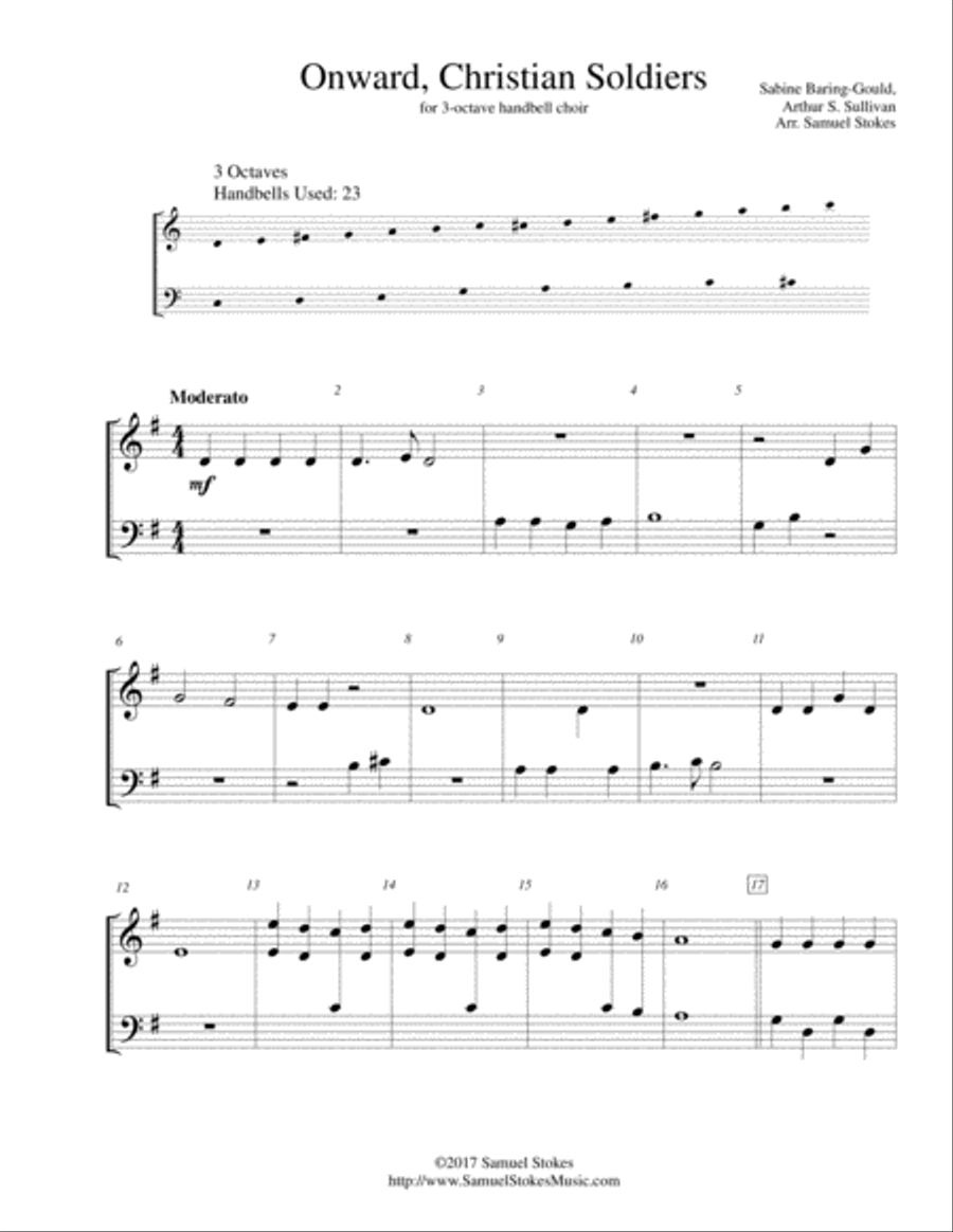 Onward, Christian Soldiers - for 3-octave handbell choir 3-Octaves scores gallery preview page 1