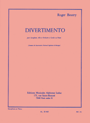 Book cover for Divertimento (alto Saxophone/piano)