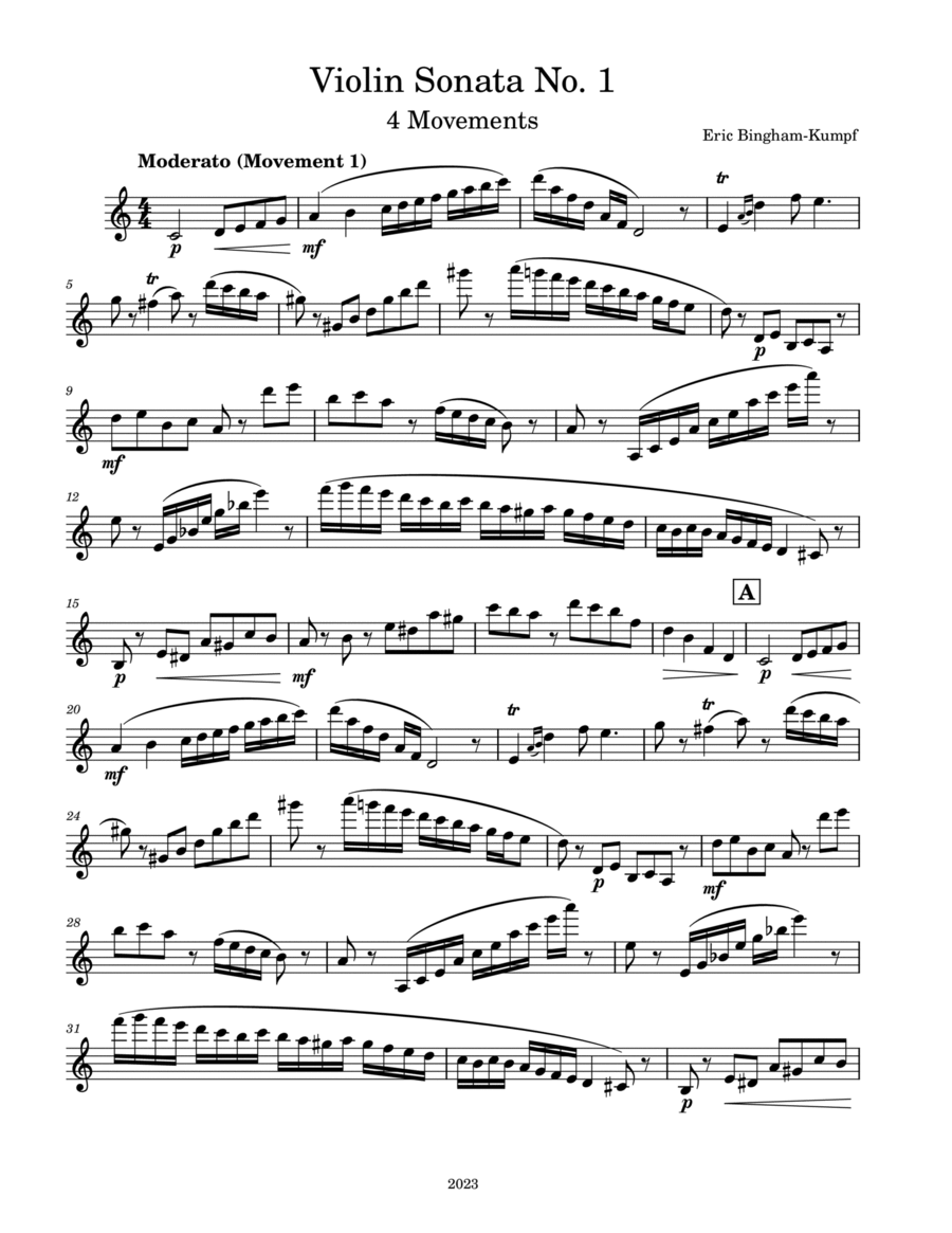 Violin Sonata No. 1 Violin Solo scores gallery preview page 1