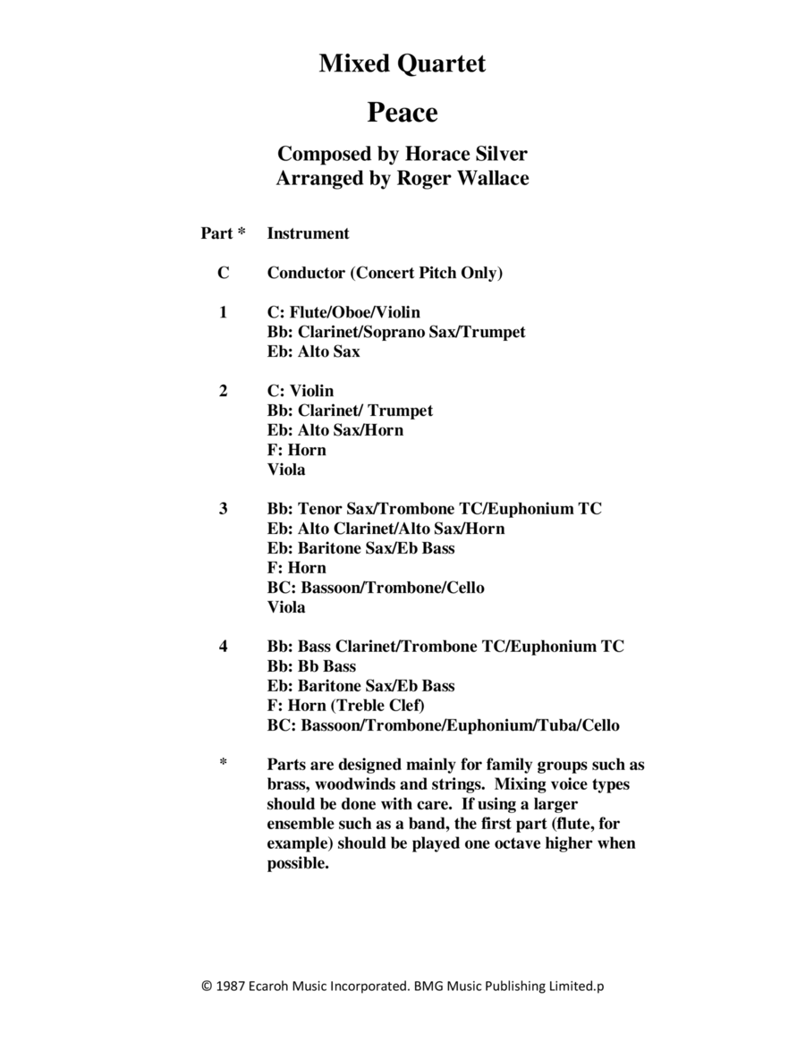 Peace Brass Quartet scores gallery preview page 1