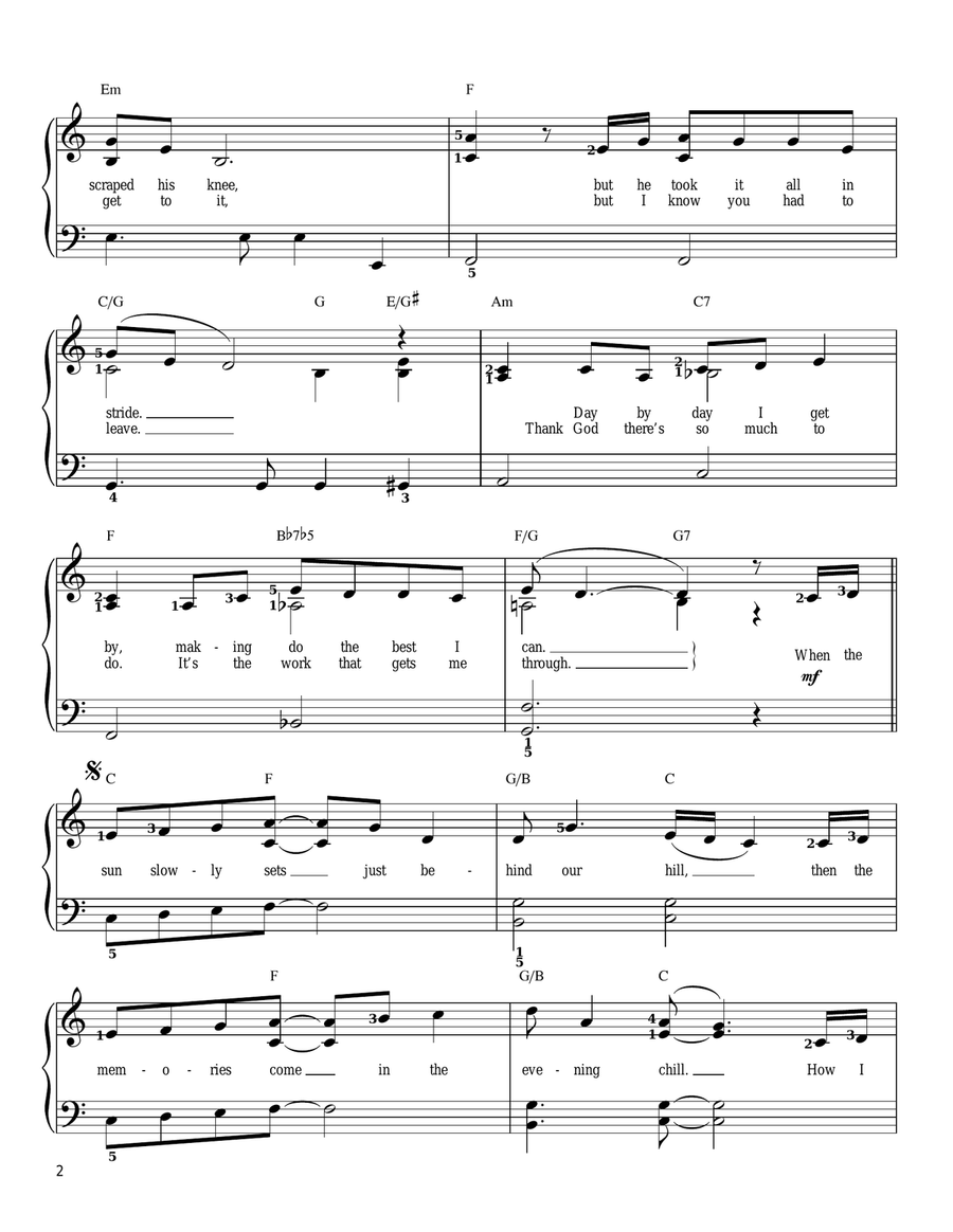 Missing You (My Bill) Easy Piano scores gallery preview page 2