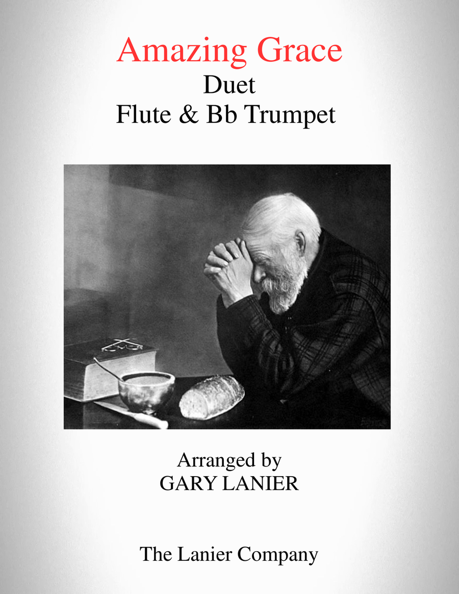 AMAZING GRACE (Duet - Flute & Bb Trumpet - Score & Parts included) Flute scores gallery preview page 1