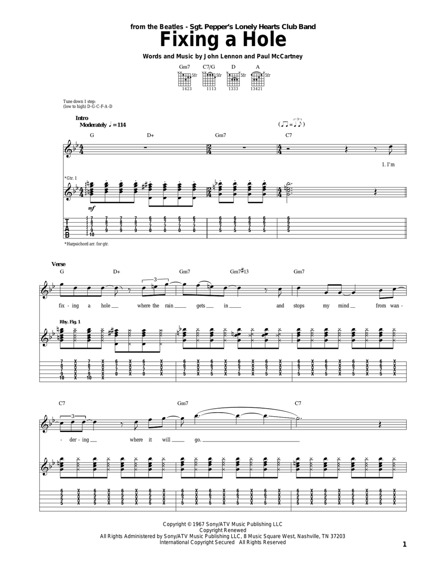 Fixing A Hole Acoustic Guitar scores gallery preview page 1