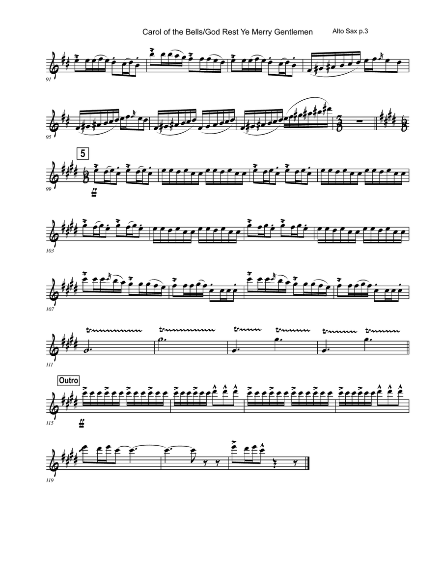 Carol of the Bells / God Rest Ye Merry Gentlemen Woodwind Duet scores gallery preview page 5