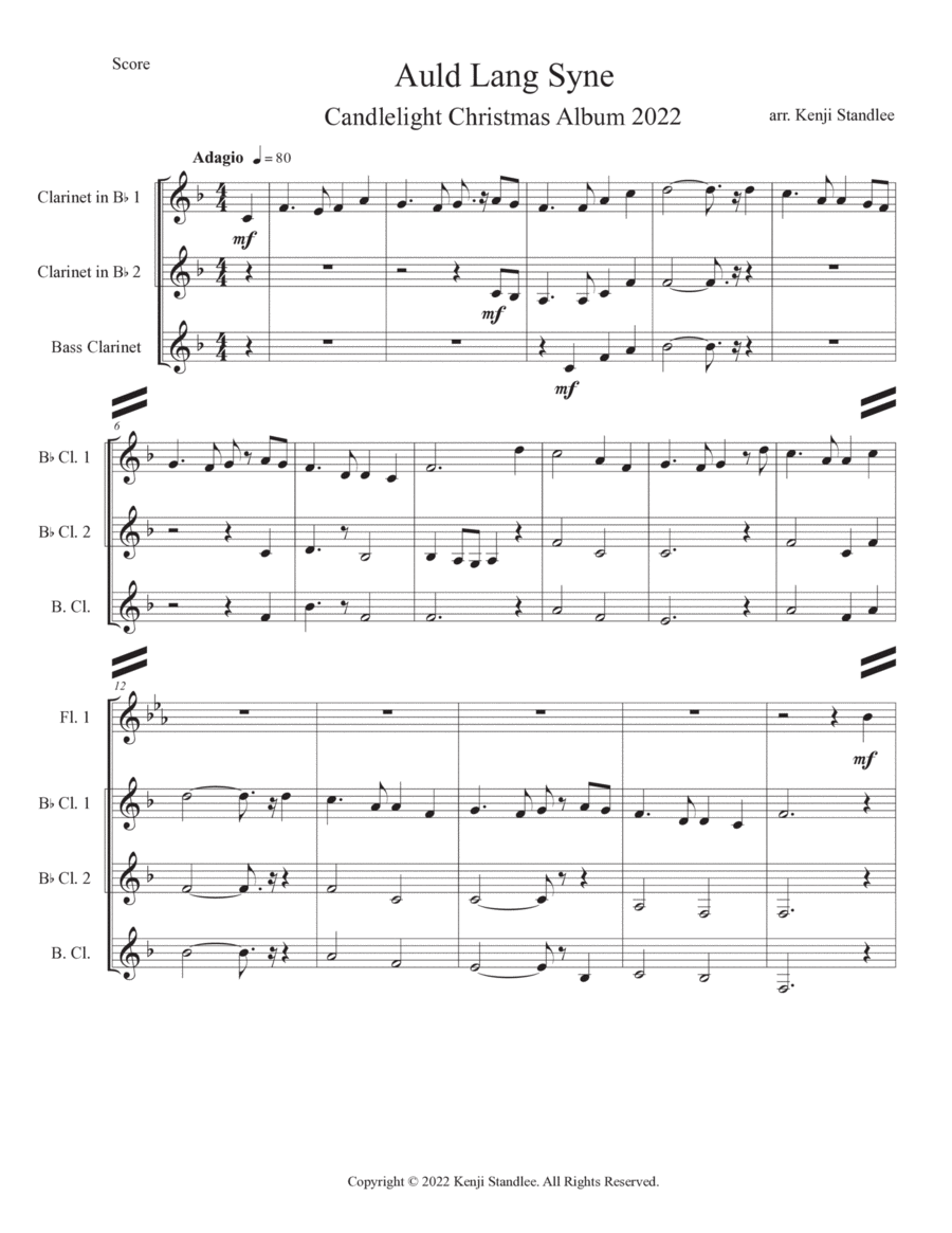 Auld Lang Syne Woodwind Ensemble scores gallery preview page 1