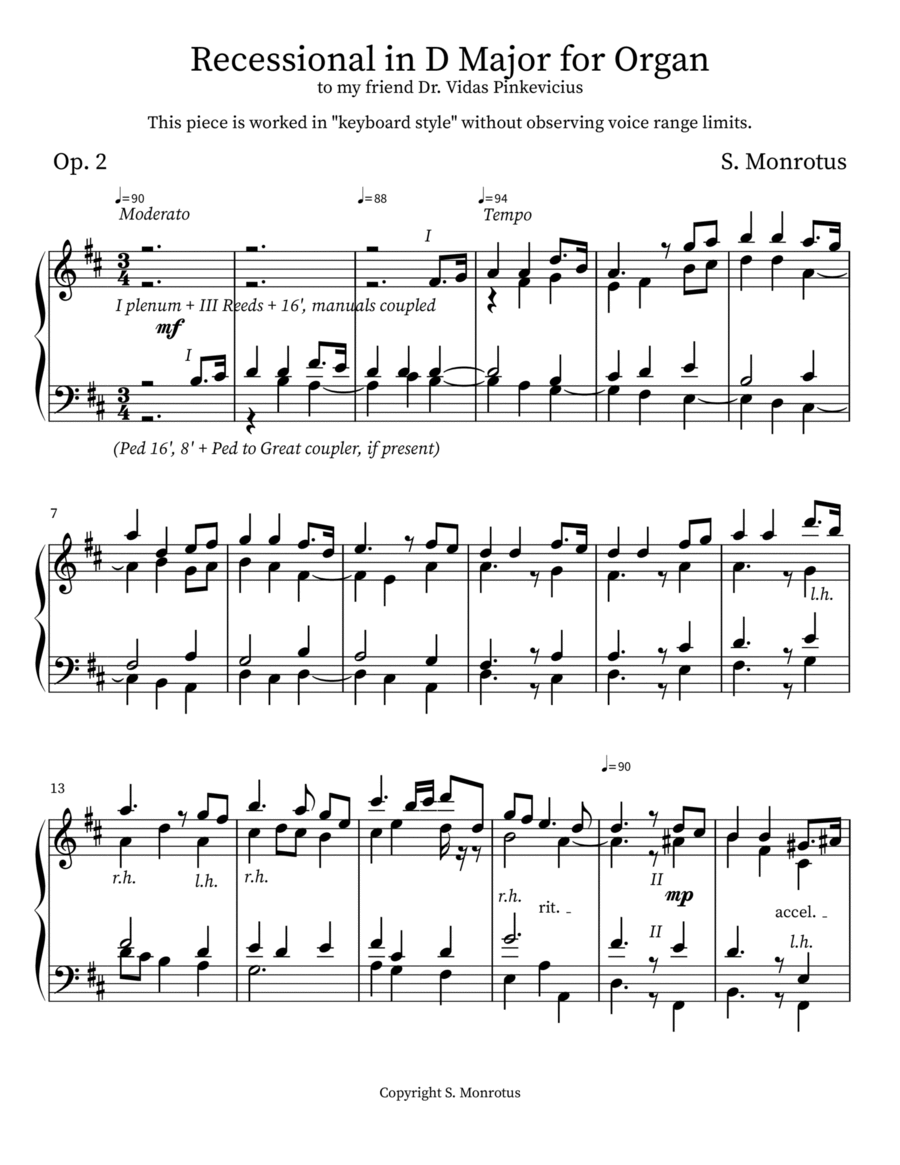 Recessional in D Major for Organ Organ Solo scores gallery preview page 1