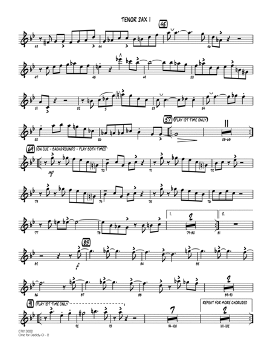 One for Daddy-O - Tenor Sax 1 Tenor Saxophone scores gallery preview page 2