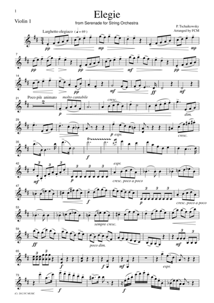Tchaikowsky Elegie (Serenade for Strings, 3rd mvt.)