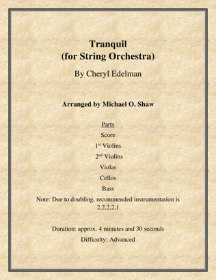 Tranquil for String Orchestra by Cheryl Edelman