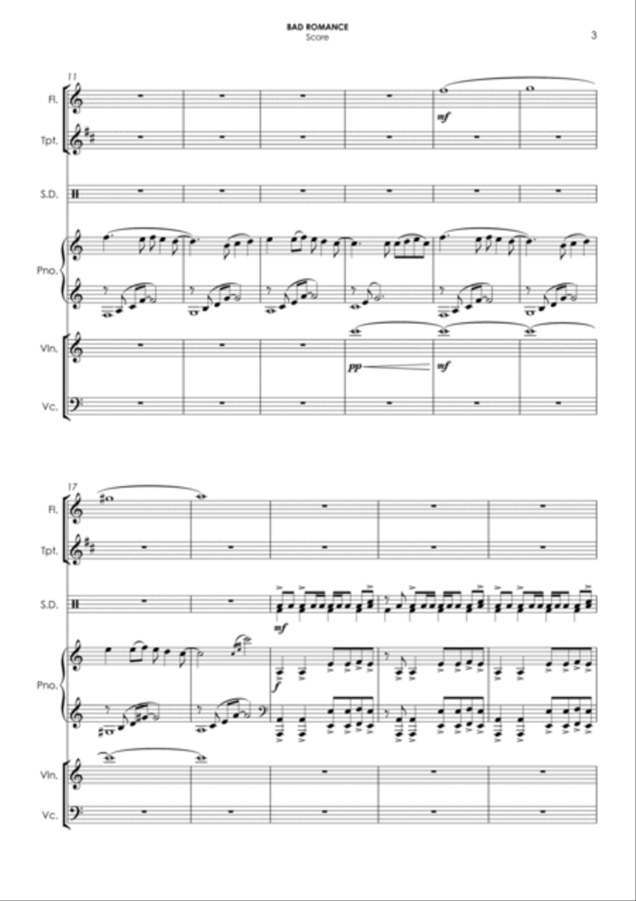 Bad Romance Small Ensemble scores gallery preview page 3